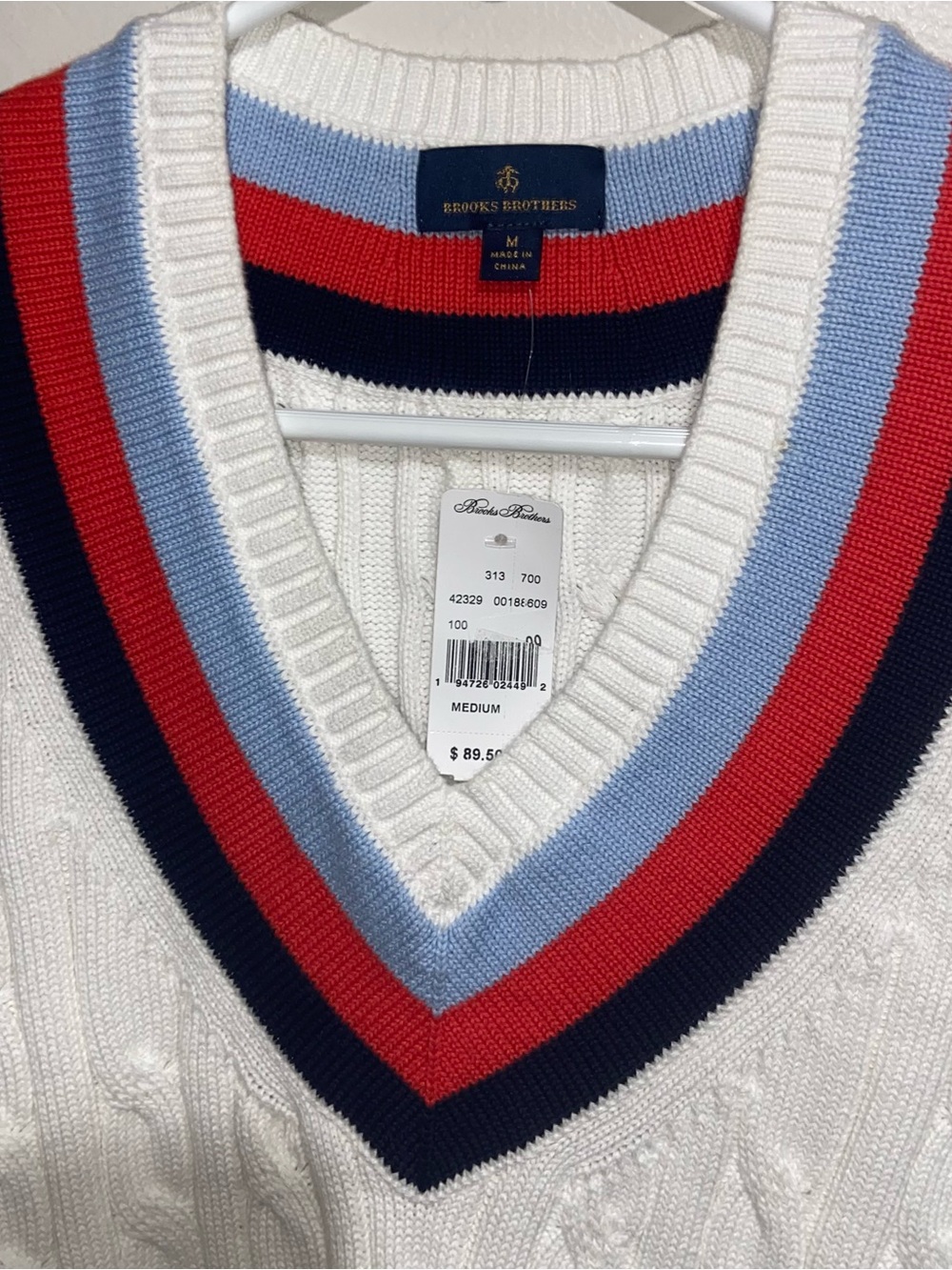 Brooks Brothers Sweater Vest Mens Medium Cable Knit Tennis Preppy Old Money New - Picture 7 of 11
